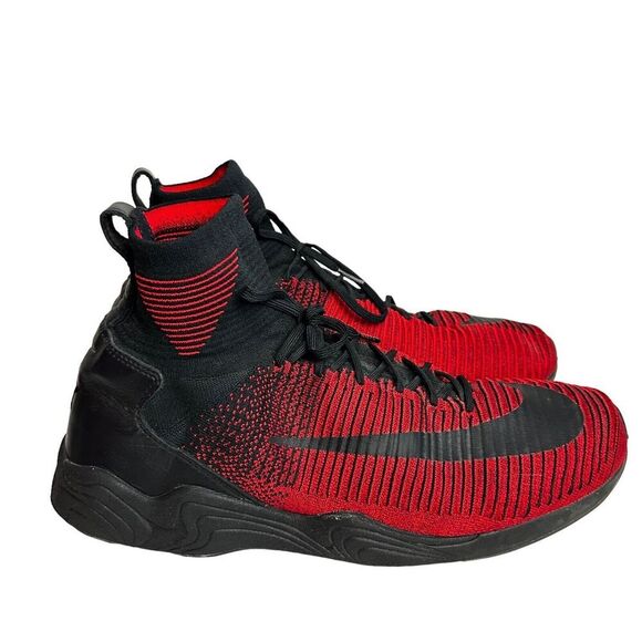 Nike Zoom Mercurial XI FlyKnit FC High Mens Sneakers Size 13 Black Red 852616 - Picture 1 of 10